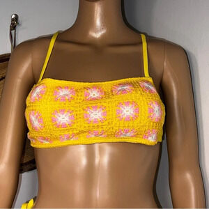 Wild fable, S,‎ crochet knit tube, bikini crisscross, adjustable string top